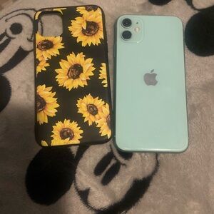 Apple iPhone with Sunflower Case - Black and Light Blue